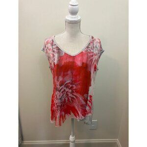 Edista Cap Sleeve Mixed Media Floral Print Layer on Front Size Medium